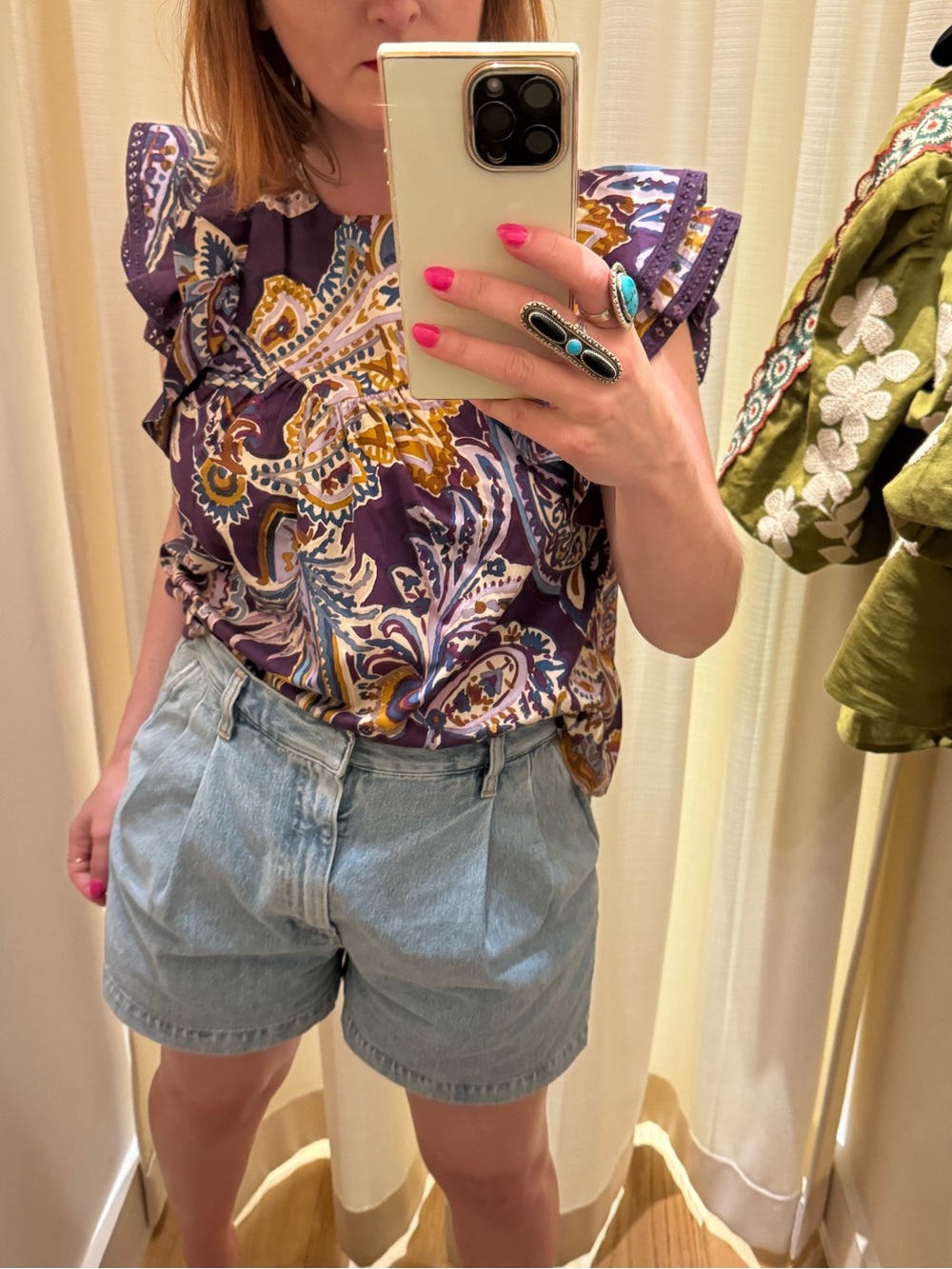 Sezane Florencina Blouse Purple Soffi Print